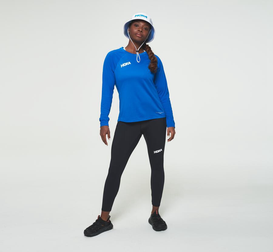 Hoka One One Top Kadın Mavi - Performance Long Sleeve - JV1082745